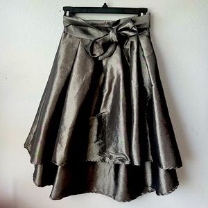 Formal Silver Tie Front Skirt